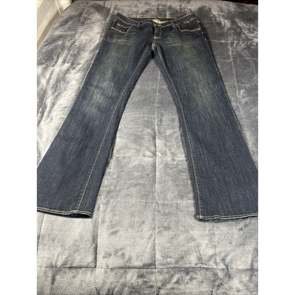 Simply Vera Vera Wang Distressed Jeans Low Rise Straight Leg Blue‎ sz 10